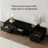 Fero 180 - 280 cm Extendable TV Unit with 3 Drawers – Engineered Wood – Black Stand