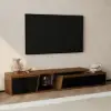 Fero 180 - 280 cm Extendable TV Unit with 3 Drawers – Engineered Wood – Black Walnutreversible Stand