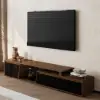 Fero 180 - 280 cm Extendable TV Unit with 3 Drawers – Engineered Wood – Black Walnutreversible Stand