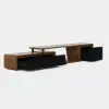 Fero 180 - 280 cm Extendable TV Unit with 3 Drawers – Engineered Wood – Black Walnutreversible Stand