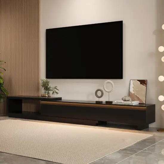 Quoint 179 - 255 cm Extendable TV Unit with 3 Drawers & Light