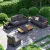 Tevara Convertible Outdoor Sectional Sofa Set with Teak & Aluminium Frame, Grey
