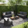 Tevara Convertible Outdoor Sectional Sofa Set with Teak & Aluminium Frame, Grey