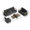 Tevara Convertible Outdoor Sectional Sofa Set with Teak & Aluminium Frame, Grey