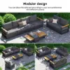 Tevara Convertible Outdoor Sectional Sofa Set with Teak & Aluminium Frame, Grey