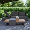 Tevara Convertible Outdoor Sectional Sofa Set with Teak & Aluminium Frame, Grey