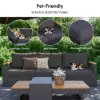 Tevara Convertible Outdoor Sectional Sofa Set with Teak & Aluminium Frame, Grey