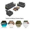 Tevara Convertible Outdoor Sectional Sofa Set with Teak & Aluminium Frame, Grey