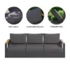 Tevara Convertible Outdoor Sectional Sofa Set with Teak & Aluminium Frame, Grey