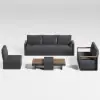 Tevara Convertible Outdoor Sectional Sofa Set with Teak & Aluminium Frame, Grey