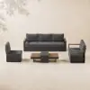 Tevara Convertible Outdoor Sectional Sofa Set with Teak & Aluminium Frame, Grey