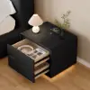 Modern 2-drawer off-white MDF Bedside Table with USB and Lighting – Smart Nightstand Led