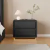 Modern 2-drawer off-white MDF Bedside Table with USB and Lighting – Smart Nightstand Led