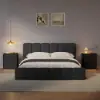 Modern 3-drawer off-white MDF Nightstand with USB and Lighting Set of 2