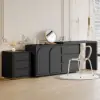 Modern 3-drawer off-white MDF Nightstand with USB and Lighting Set of 2