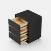 Modern 3-drawer off-white MDF Nightstand with USB and Lighting Set of 2