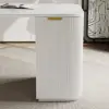 Modern 160 cm Rounded Edge White Sintered Stone Desk with Dual Storage