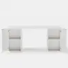Modern 160 cm Rounded Edge White Sintered Stone Desk with Dual Storage