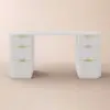Modern 160 cm Rounded Edge White Sintered Stone Desk with Dual Storage