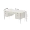 Mid Century Modern 163 cm Rectangular Matte Warm White Wood Desk with 6 Drawers
