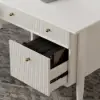 Mid Century Modern 163 cm Rectangular Matte Warm White Wood Desk with 6 Drawers