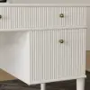 Mid Century Modern 163 cm Rectangular Matte Warm White Wood Desk with 6 Drawers