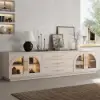 Arune 203 cm Arched Glass Doors TV Unit with Storage and LED – Stand