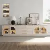 Arune 203 cm Arched Glass Doors TV Unit with Storage and LED – Stand