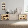 Arune 203 cm Arched Glass Doors TV Unit with Storage and LED – Stand