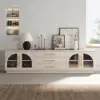 Arune 203 cm Arched Glass Doors TV Unit with Storage and LED – Stand