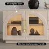 Arune 203 cm Arched Glass Doors TV Unit with Storage and LED – Stand