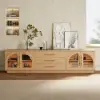 Arune 203 cm Arched Glass Doors TV Stand with Storage and LED