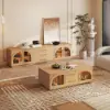 Arune 203 cm Arched Glass Doors TV Stand with Storage and LED
