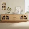 Arune 203 cm Arched Glass Doors TV Stand with Storage and LED