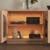 Arune 203 cm Arched Glass Doors TV Stand with Storage and LED