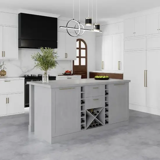1500mm Modern Grey Sintered Stone Kitchen lsland Wine Storage