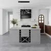 1500mm Modern Grey Sintered Stone Kitchen lsland Wine Storage