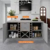 1500mm Modern Grey Sintered Stone Kitchen lsland Wine Storage