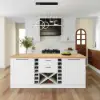 180 cm Melamine Board Kitchen lsland Natural & White with Storage