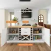 180 cm Melamine Board Kitchen lsland Natural & White with Storage
