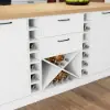 180 cm Melamine Board Kitchen lsland Natural & White with Storage
