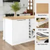 180 cm Melamine Board Kitchen lsland Natural & White with Storage