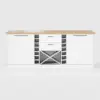 180 cm Melamine Board Kitchen lsland Natural & White with Storage