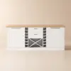 180 cm Melamine Board Kitchen lsland Natural & White with Storage