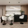 Modern 205 - 270 cm Extendable Marble Pattern Kitchen Island with Doors & Drawers, Black – 268cm