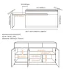 Modern 205 - 270 cm Extendable Marble Pattern Kitchen Island with Doors & Drawers, Black – 268cm