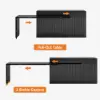 Modern 205 - 270 cm Extendable Marble Pattern Kitchen Island with Doors & Drawers, Black – 268cm
