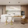 Modern 205 - 270 cm Extendable Wood Kitchen Island with Doors & Drawers, White