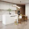 Modern 205 - 270 cm Extendable Wood Kitchen Island with Doors & Drawers, White