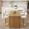 Modern 205 - 270 cm Extendable Wood Kitchen Island with Doors & Drawers, White